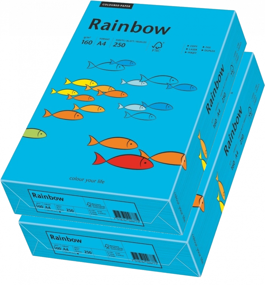 2x Papier ksero ekologiczny Rainbow, A4, 160g/m2, 250 arkuszy, niebieski (R87)