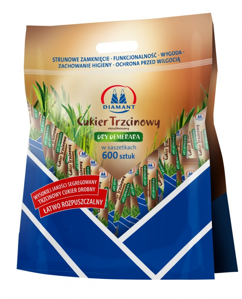 Cukier trzcinowy w saszetkach Diamant, 600 sztuk x 5g