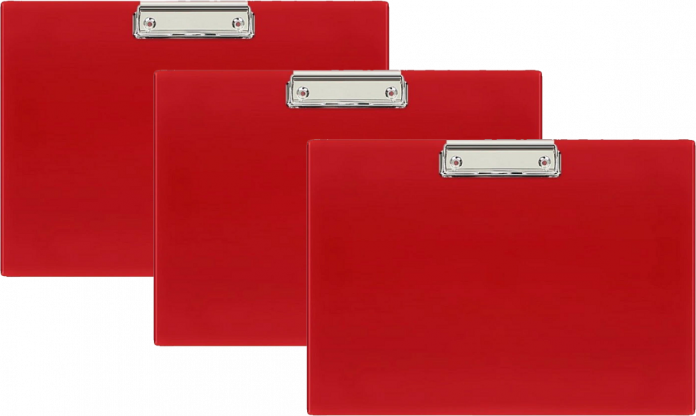3x Clipboard Biurfol, A4, poziomy (klip po dłuższym boku), czerwony