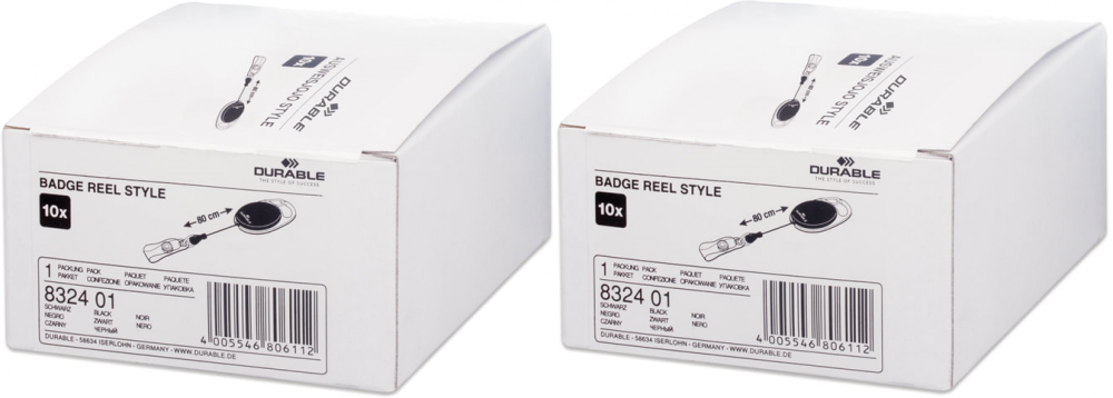 2x Mechanizm ściągający Jojo Style, metalowe zapięcie - klip, linka 80cm, 10 sztuk, czarny