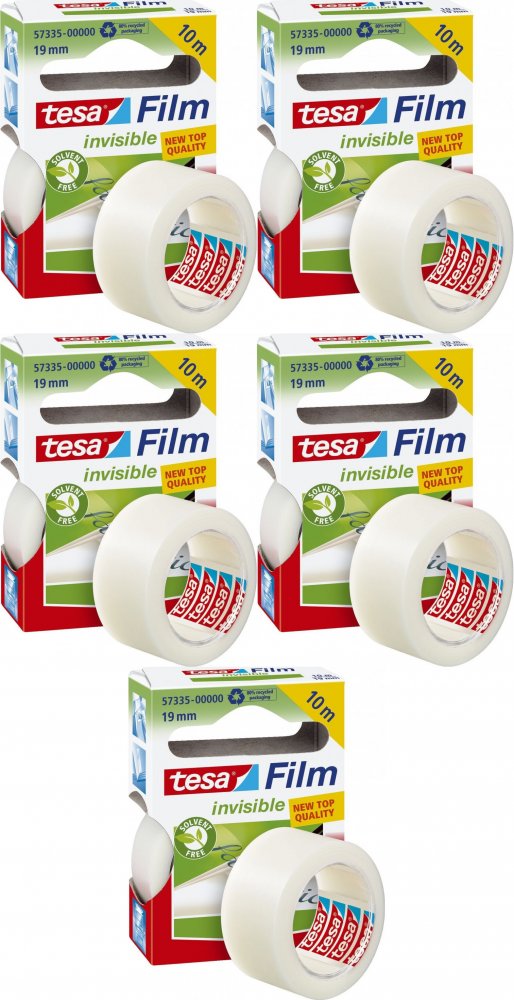 5x Taśma klejąca Tesa Film Invisible, 19mmx10m, przezroczysty