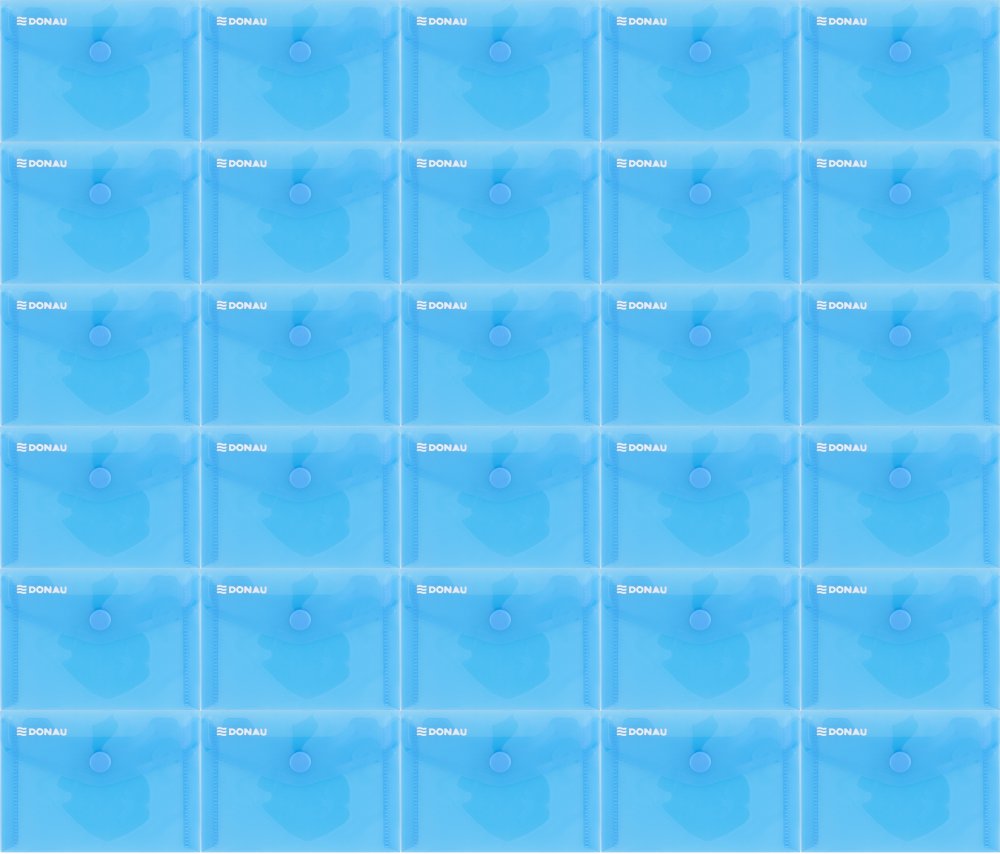 30x Teczka kopertowa Donau, A7, na zatrzask, transparentny niebieski