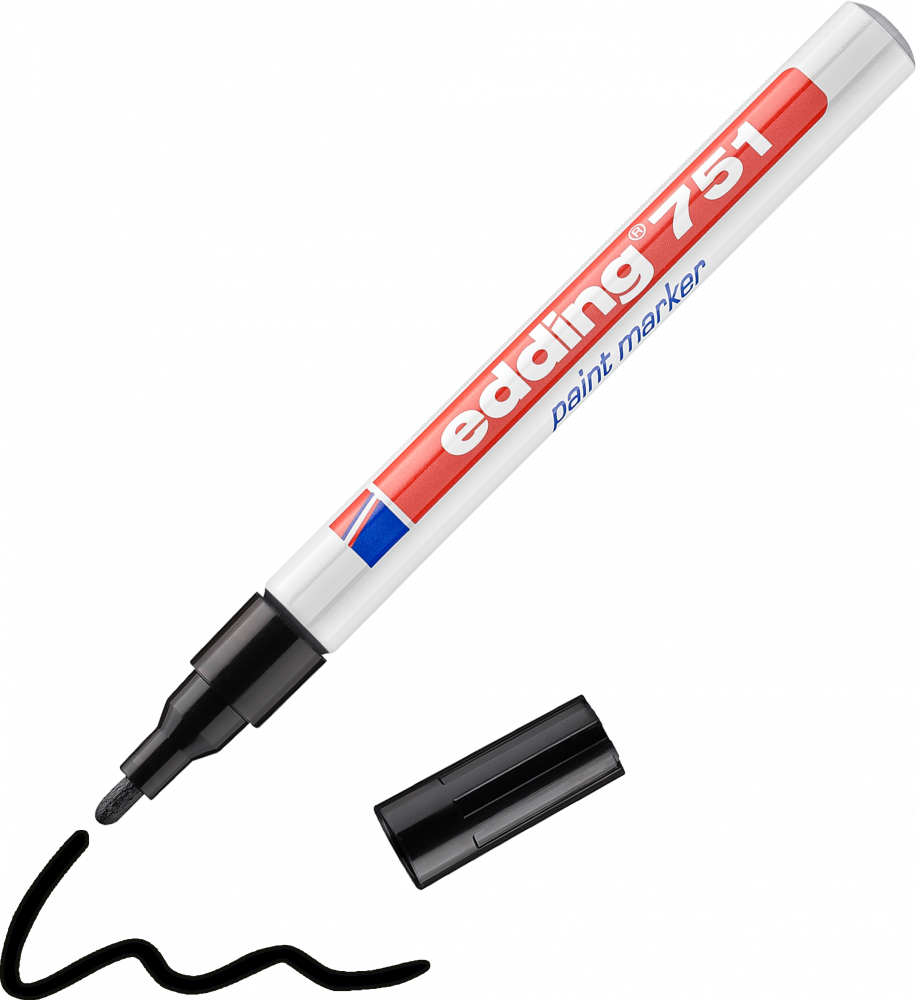 Marker olejowy edding 751, w aluminiowej obudowie, okrągła, 1-2mm, czarny