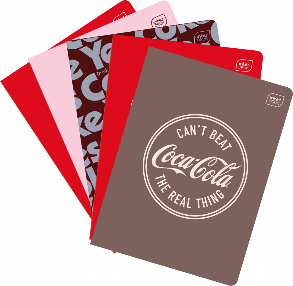 5x Zeszyt A5 Interdruk Coca Cola, w kratkę, 60 kartek, mix wzorów