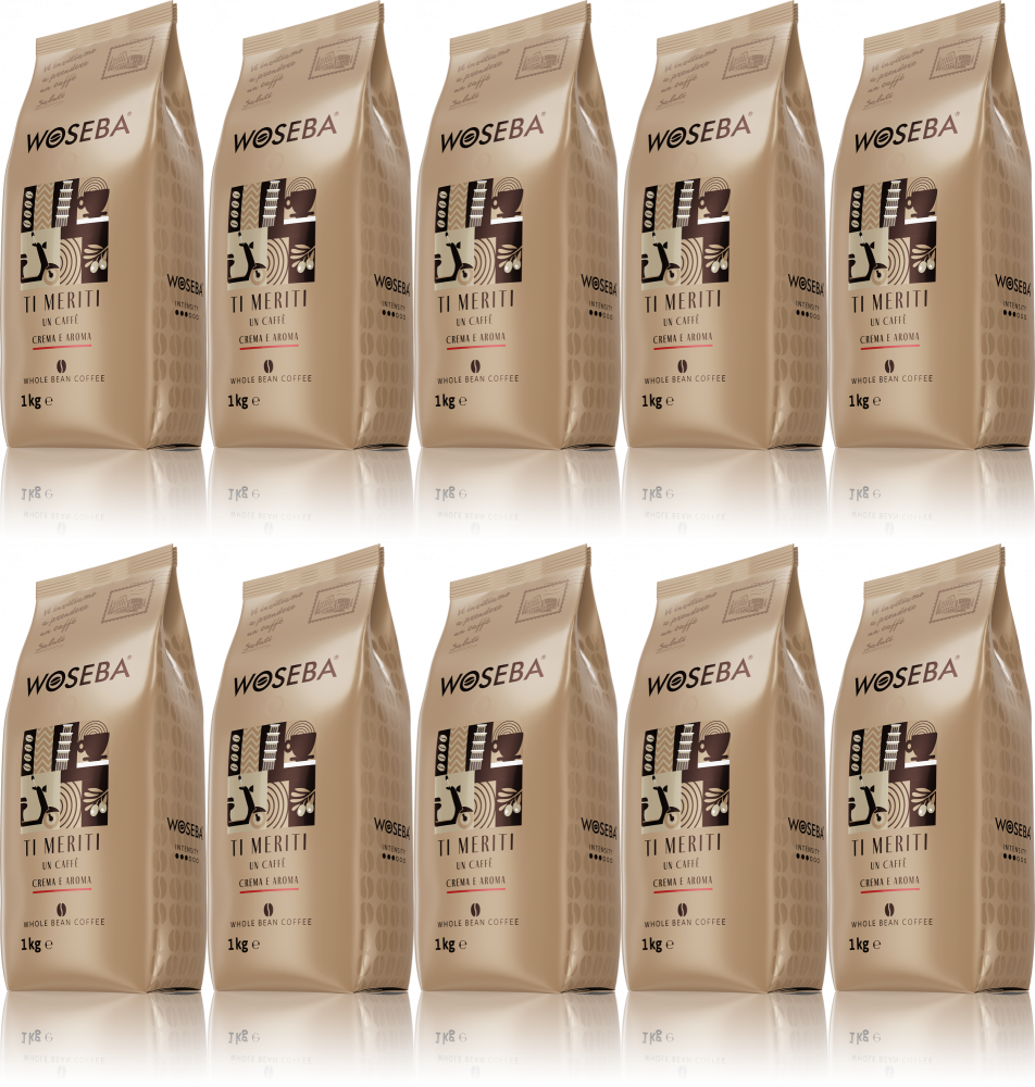 10x Kawa ziarnista Woseba Ti Meriti Crema E Aroma, 1kg