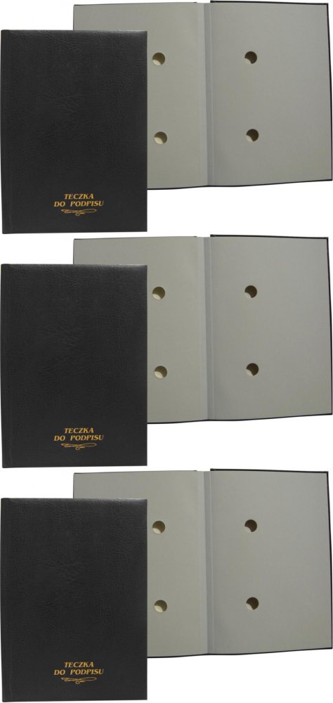 3x Teczka do podpisu Warta, A4, 20 kartek, czarny