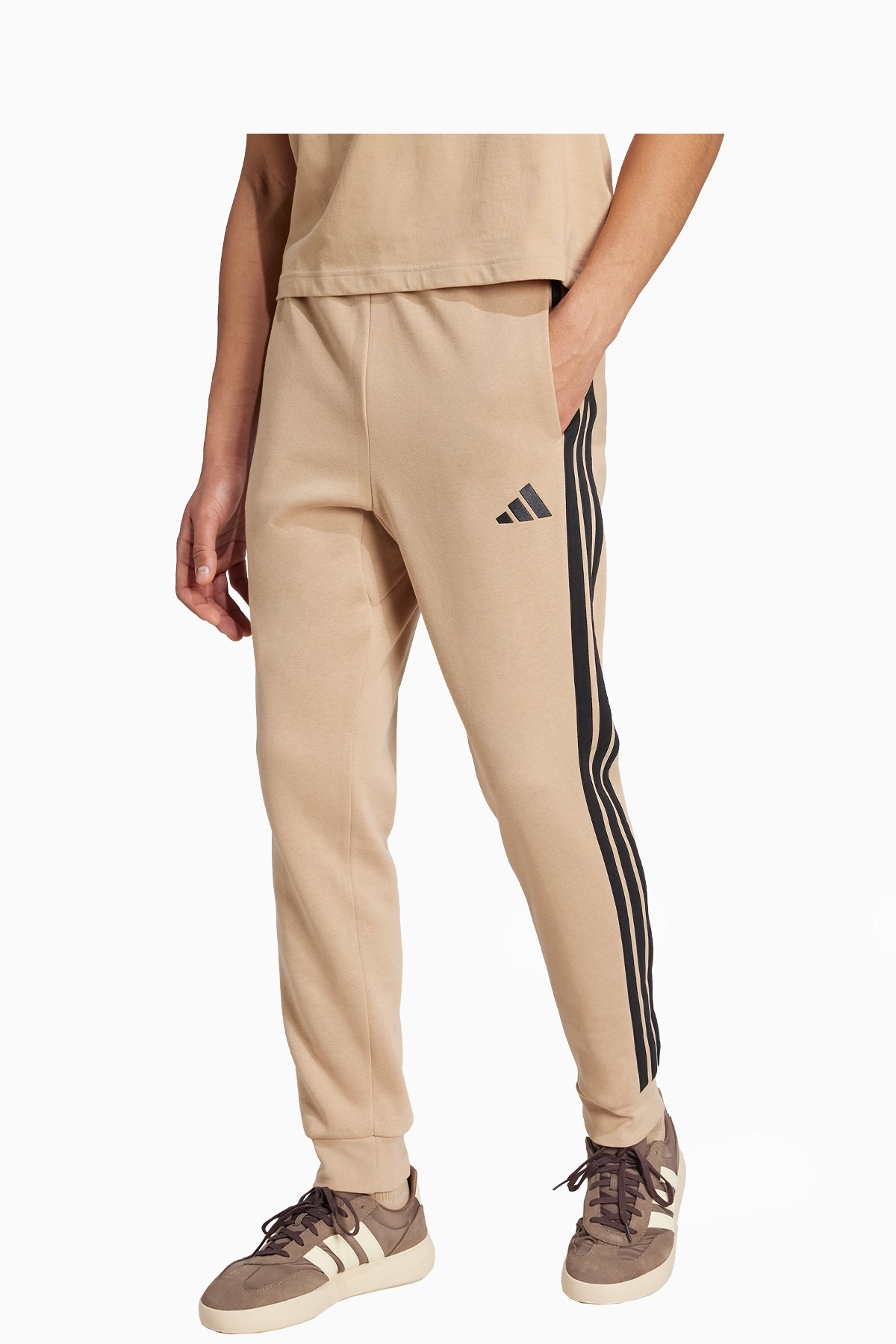 Spodnie adidas Essentials 3-Stripes Fleece - Beżowy