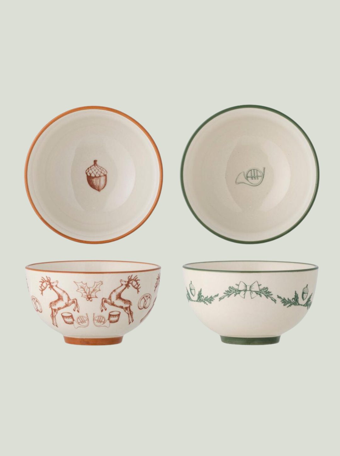 Zestaw świąteczny Beth Bowl, czerwony, kamionka Bloomingville 2 sztuki