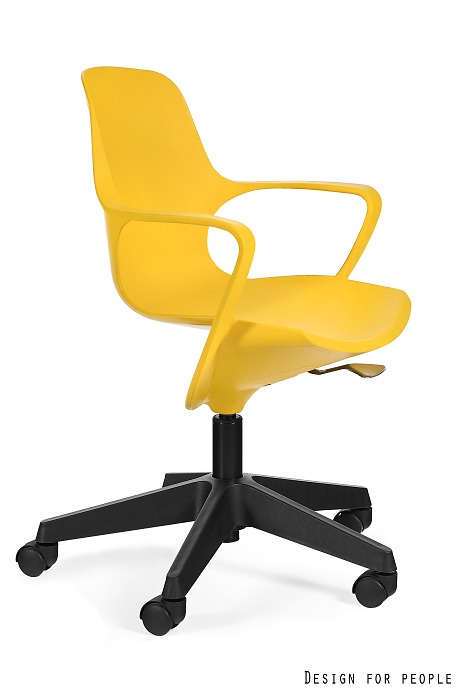 POGO fotel obrotowy kolory, tworzywo lub tkanina (Kolor tworzywa: żółty, Kolor tapicerowanej nakładki: Tapicerowane siedzisko)