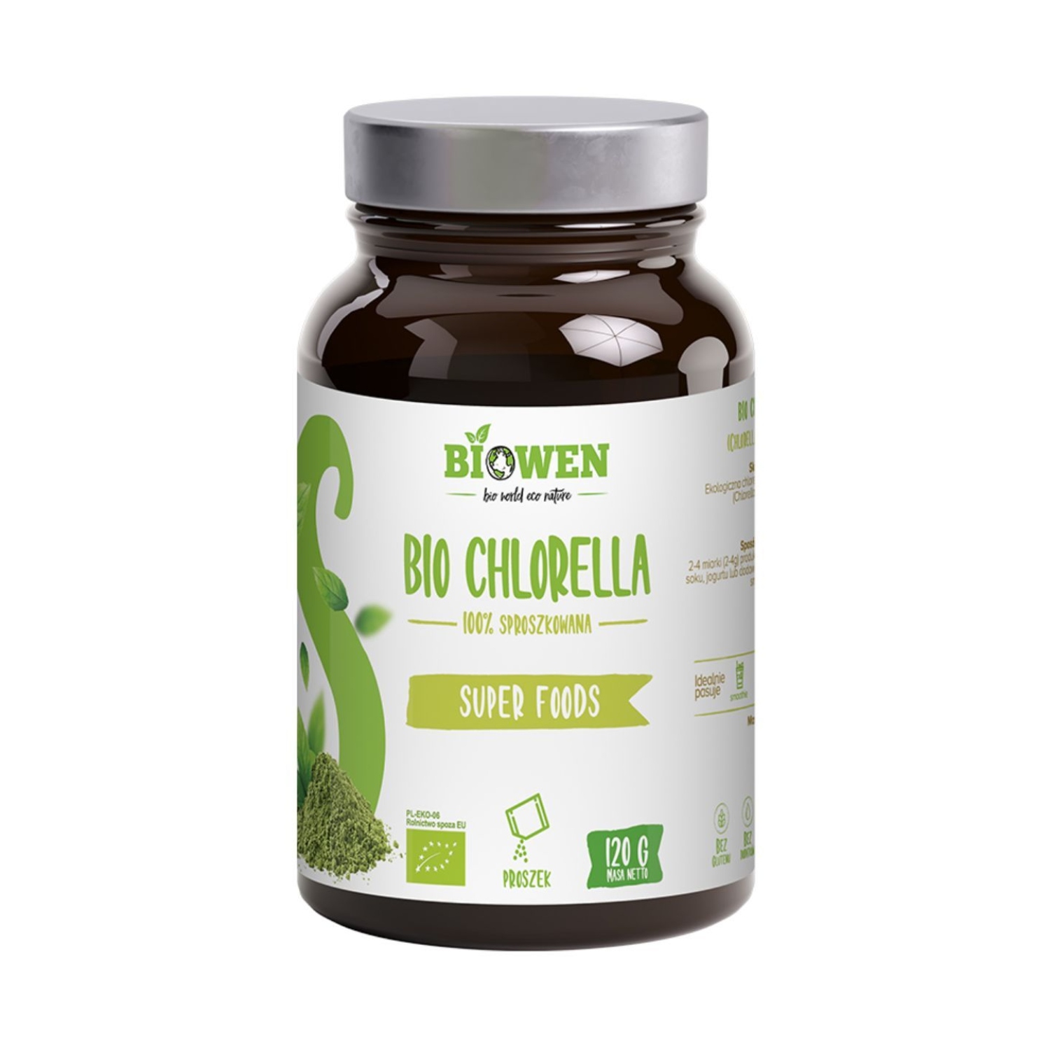 Biowen, chlorella w proszku, 120 g