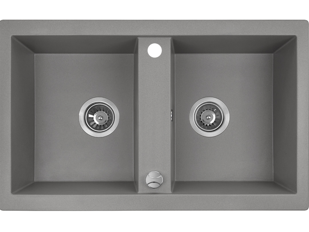 Laveo Barbados zlewozmywak granitowy 78x48 cm 2-komorowy szary SBB520T