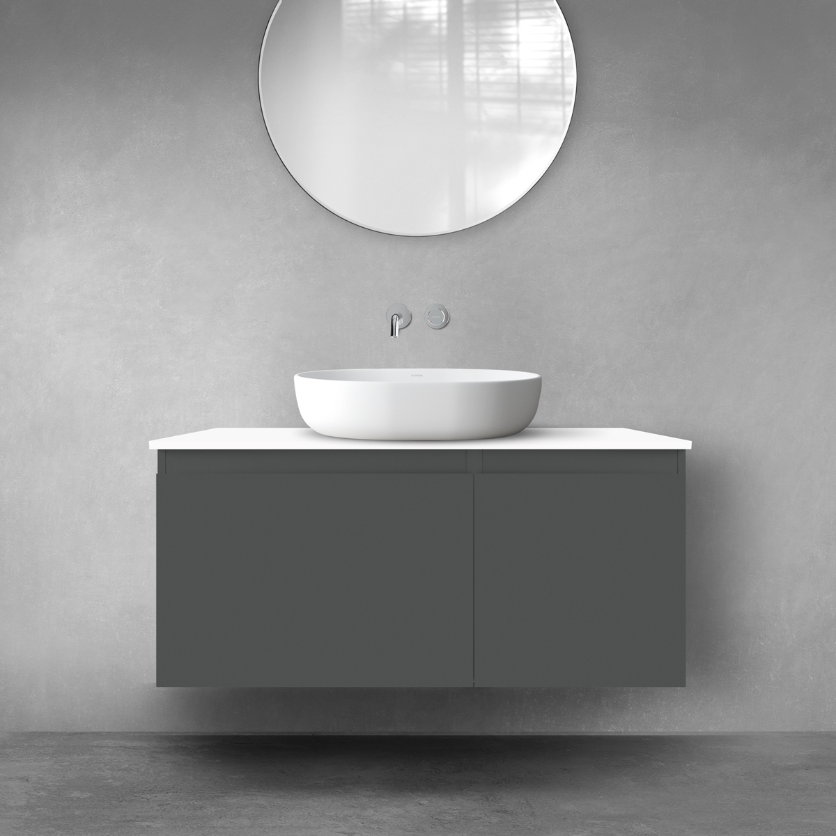 Oltens Vernal zestaw mebli łazienkowych 100 cm z blatem grafit mat/biały połysk 68253400 - Wysyłka w 24h