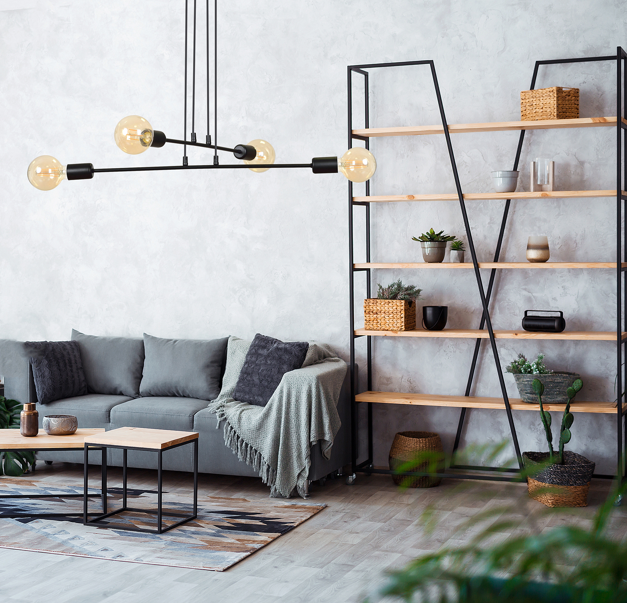 Emibig Multipo lampa wisząca 4x15 W czarna 696/4