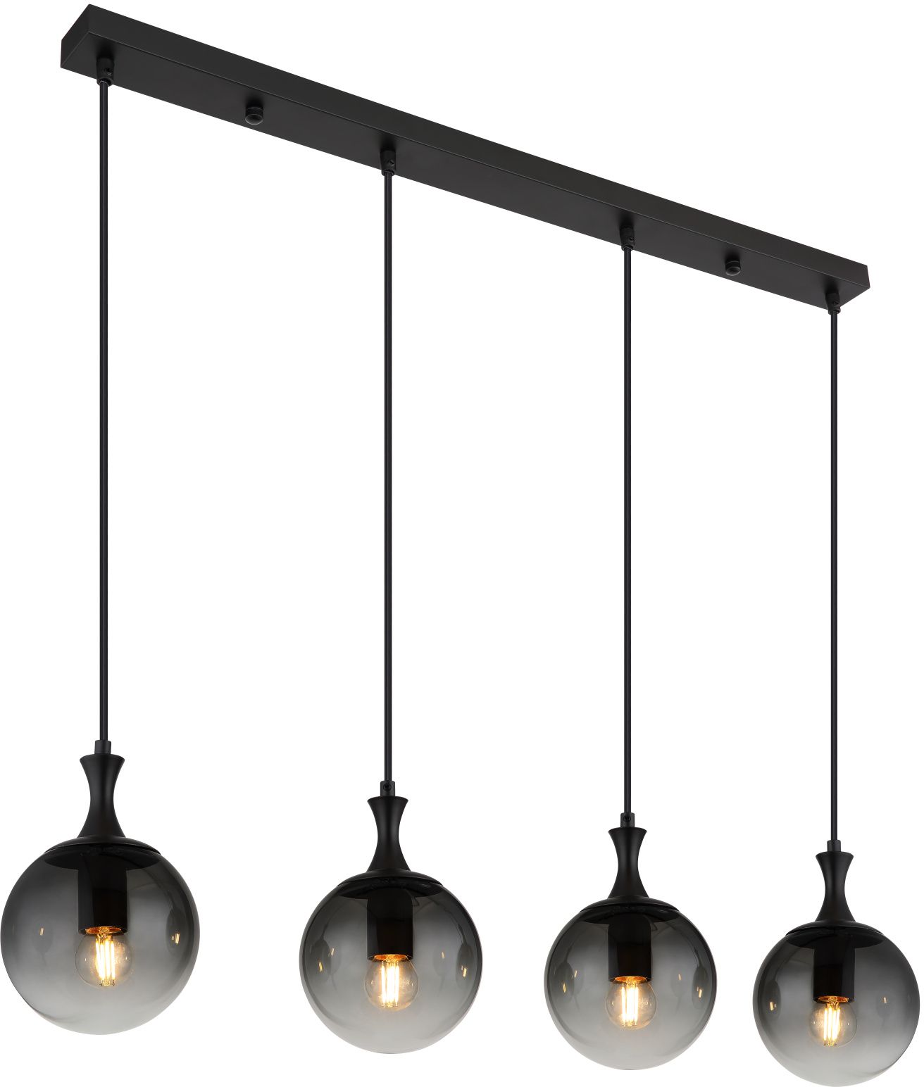 Globo Lighting Dalton lampa wisząca 4x40 W czarna-przydymiona 15885-4H