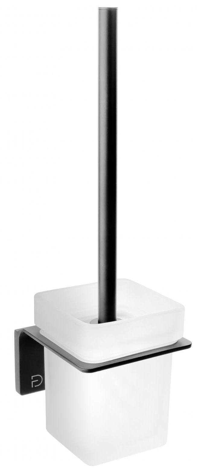 FDesign Piazza szczotka toaletowa ścienna czarny mat/szkło mleczne FD6-PZA-06-22