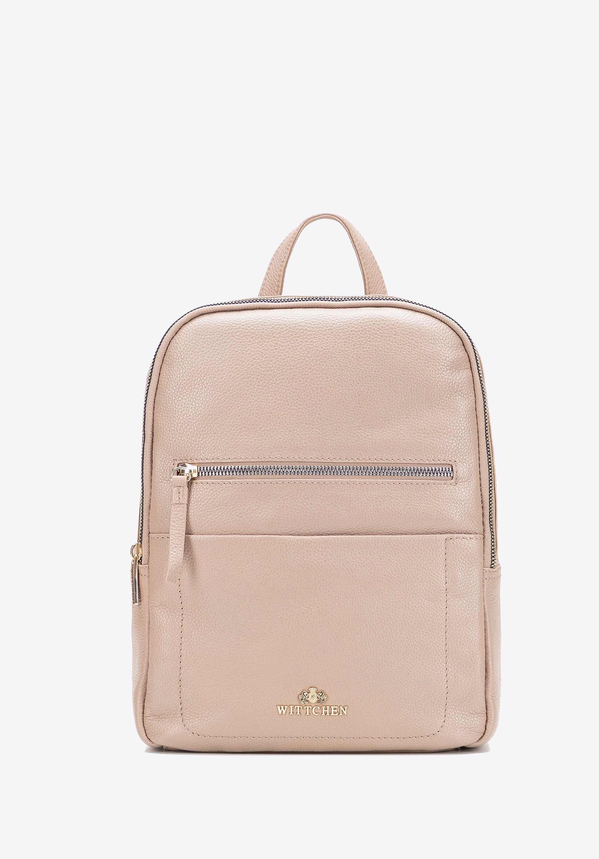 Dwukomorowy plecak damski ze skóry naturalnej beżowy