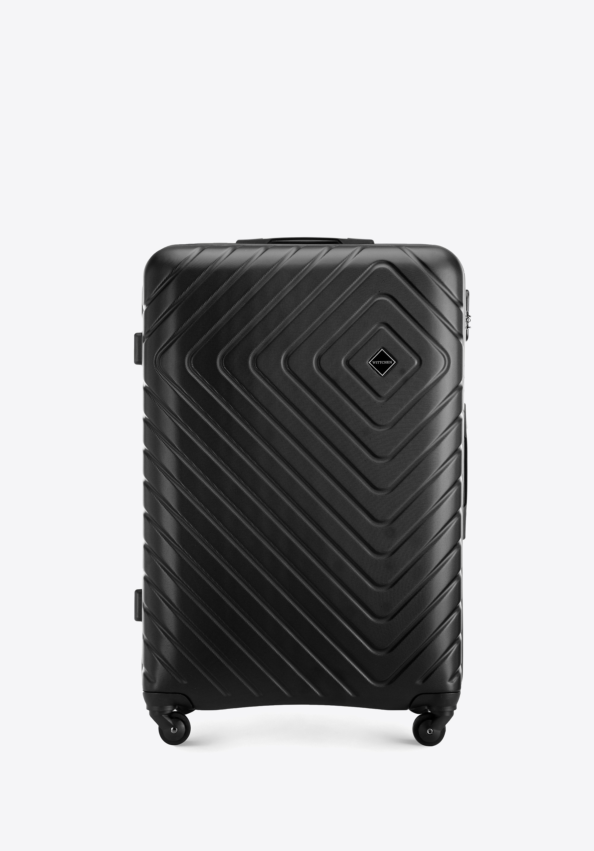 Duża walizka z ABS-u z geometrycznym tłoczeniem czarna
