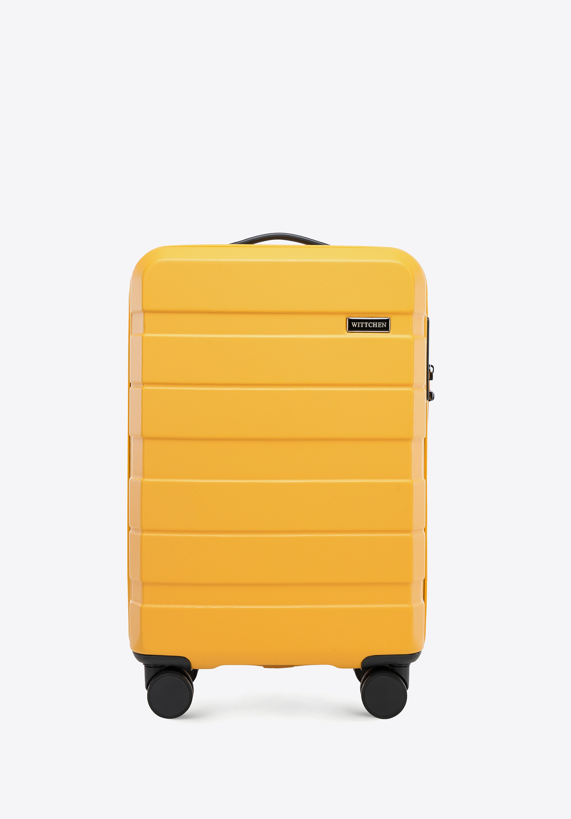 Walizka mała z ABS-u w poziome pasy żółta