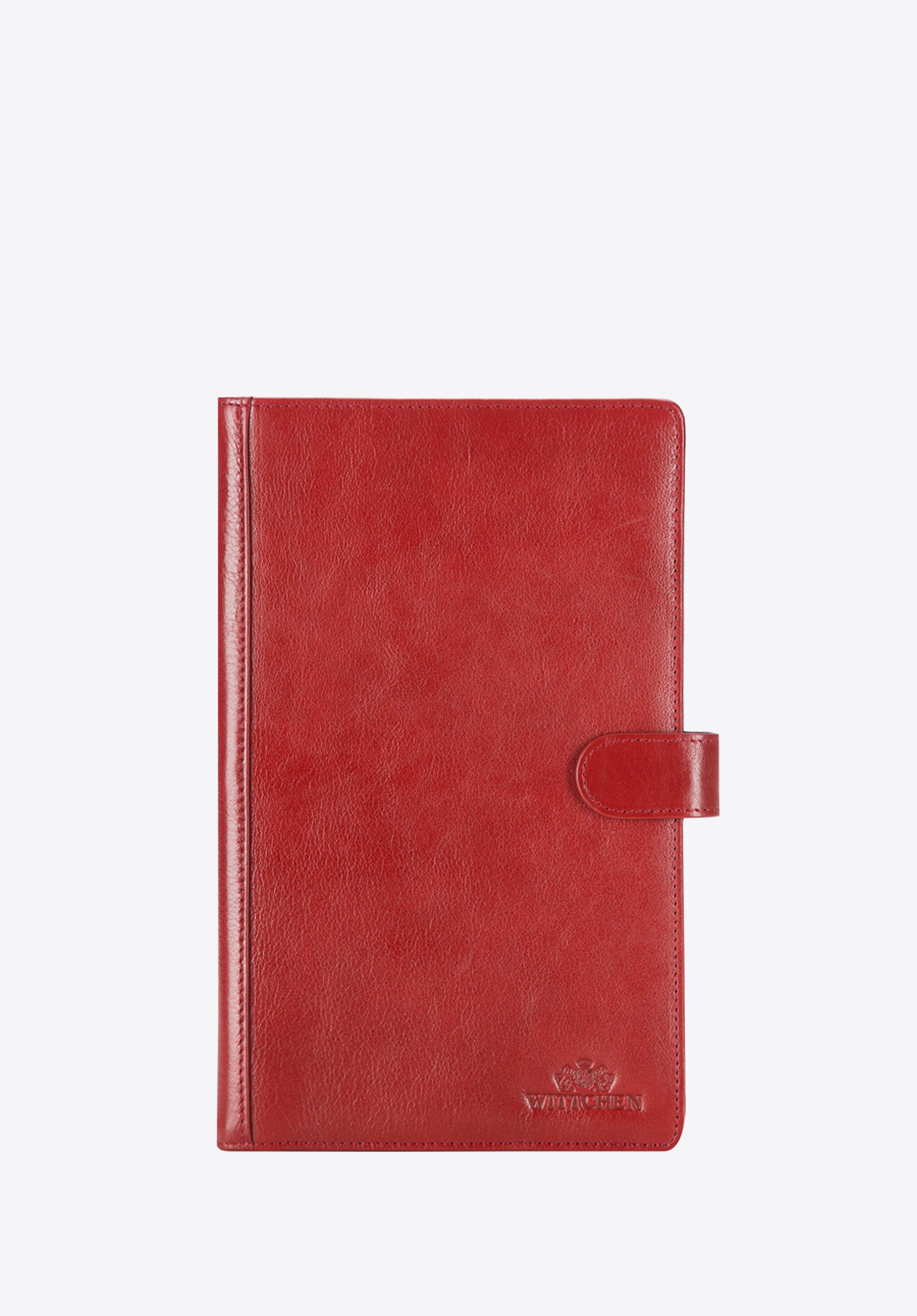 Podkładka pod dokumenty skórzana z klipsem i okładką czerwona
