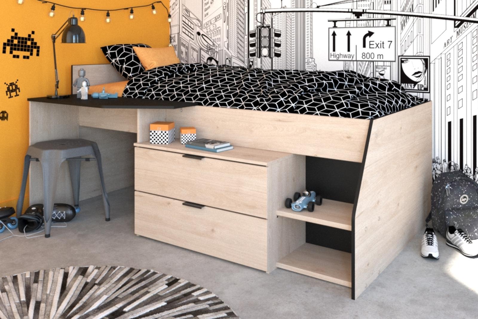 Łóżko dziecięce w industrialnych odcieniach Milky