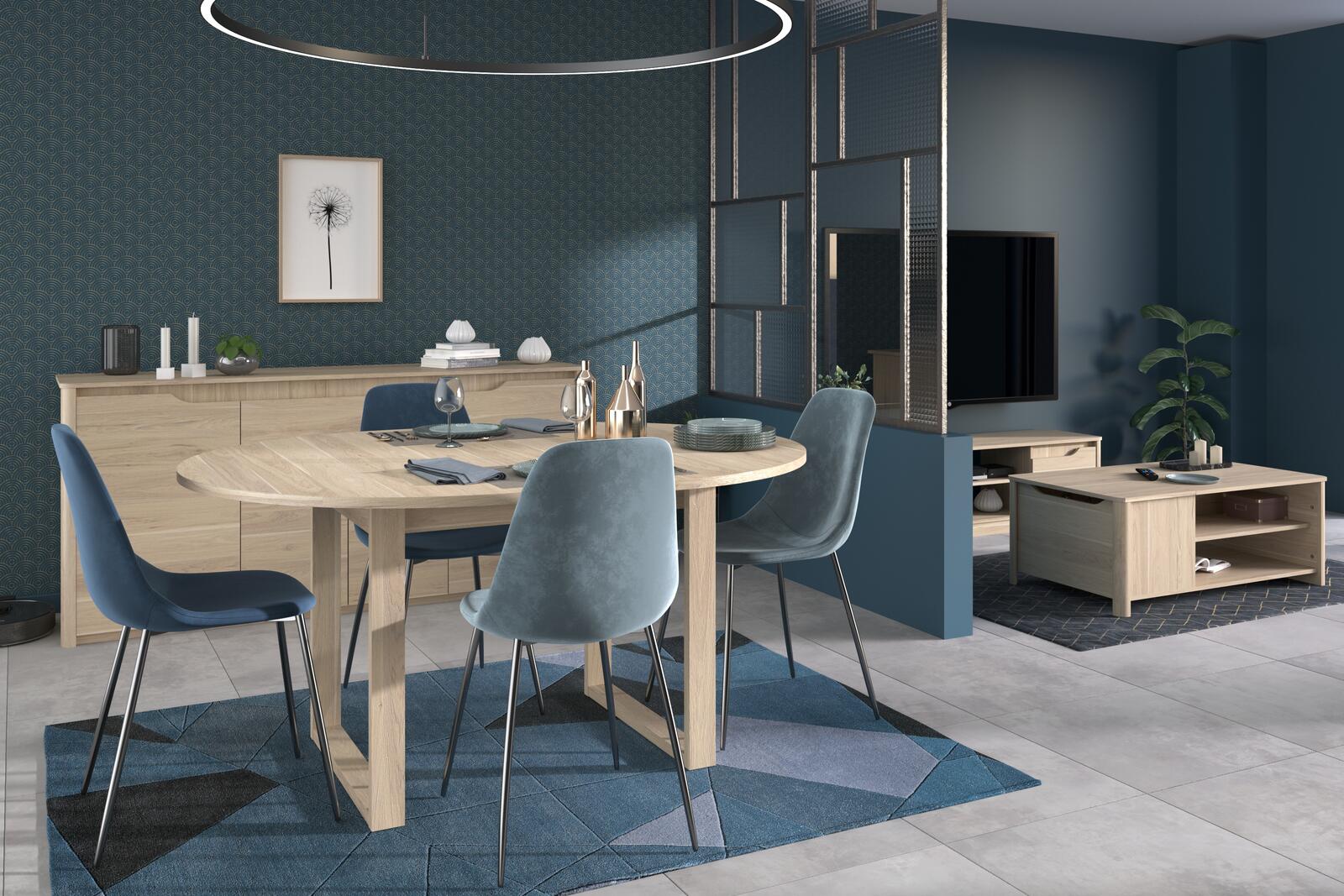 Okrągły stół do jadalni składany dąb Wendy