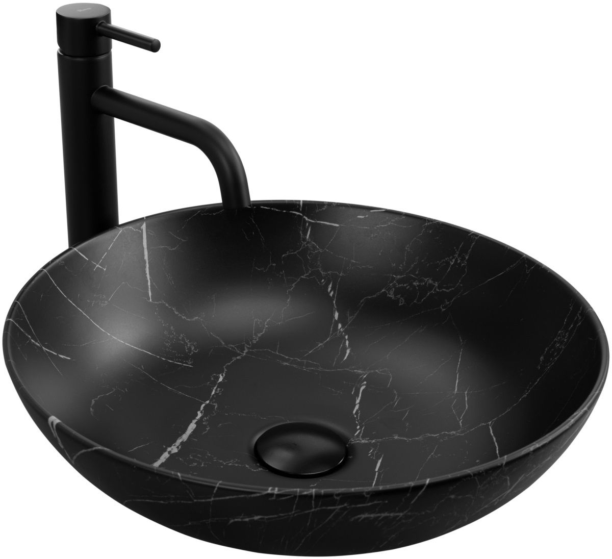 Darmowa Dostawa - Umywalka 40.5x40.5 cm okrągła nablatowa czarna Rea Fibo Black Matt REAU3301