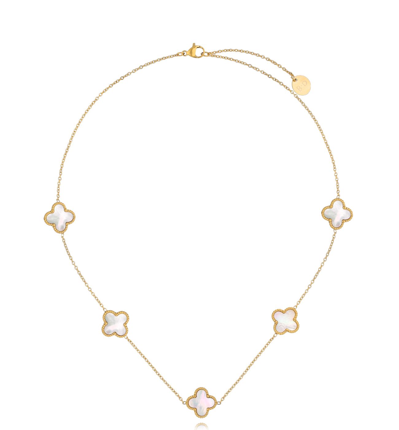 Naszyjnik z koniczynkami z masy perłowej Clovers NSY0306 - By Dziubeka