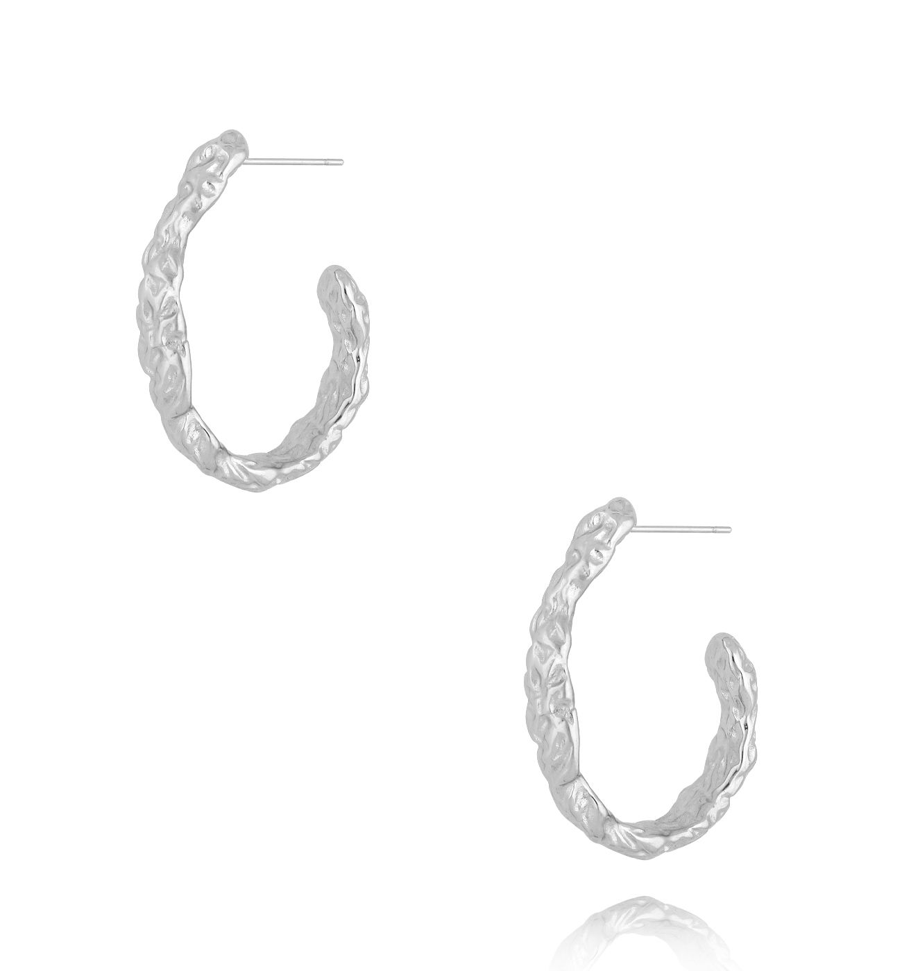 Kolczyki srebrne owalne gniecione Modern Metallics - By Dziubeka