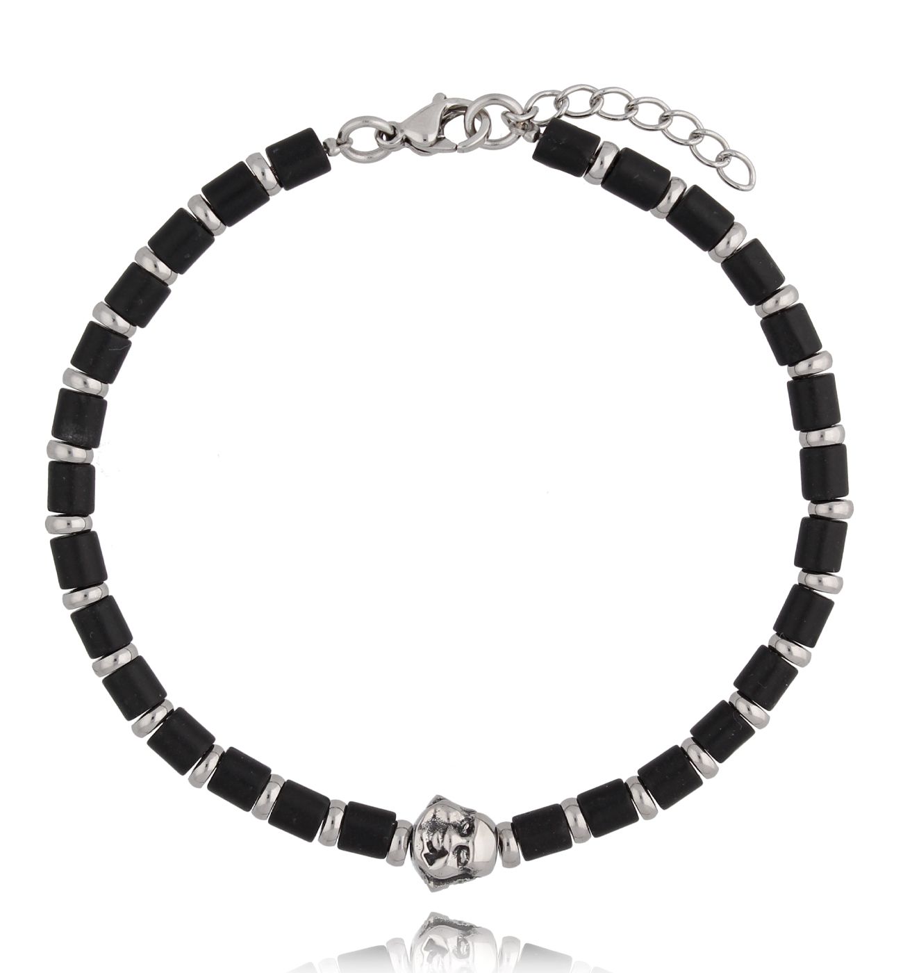 Bransoletka z onyksami i stalą szlachetną Faces 75 - By Dziubeka