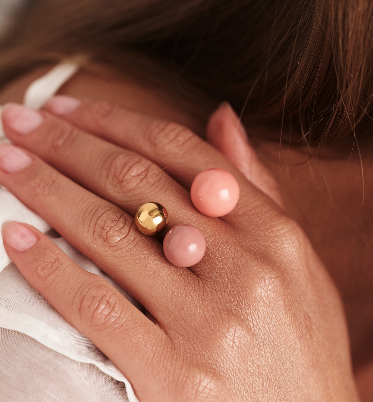 Pierścionek z kulkami emaliowany - By Dziubeka