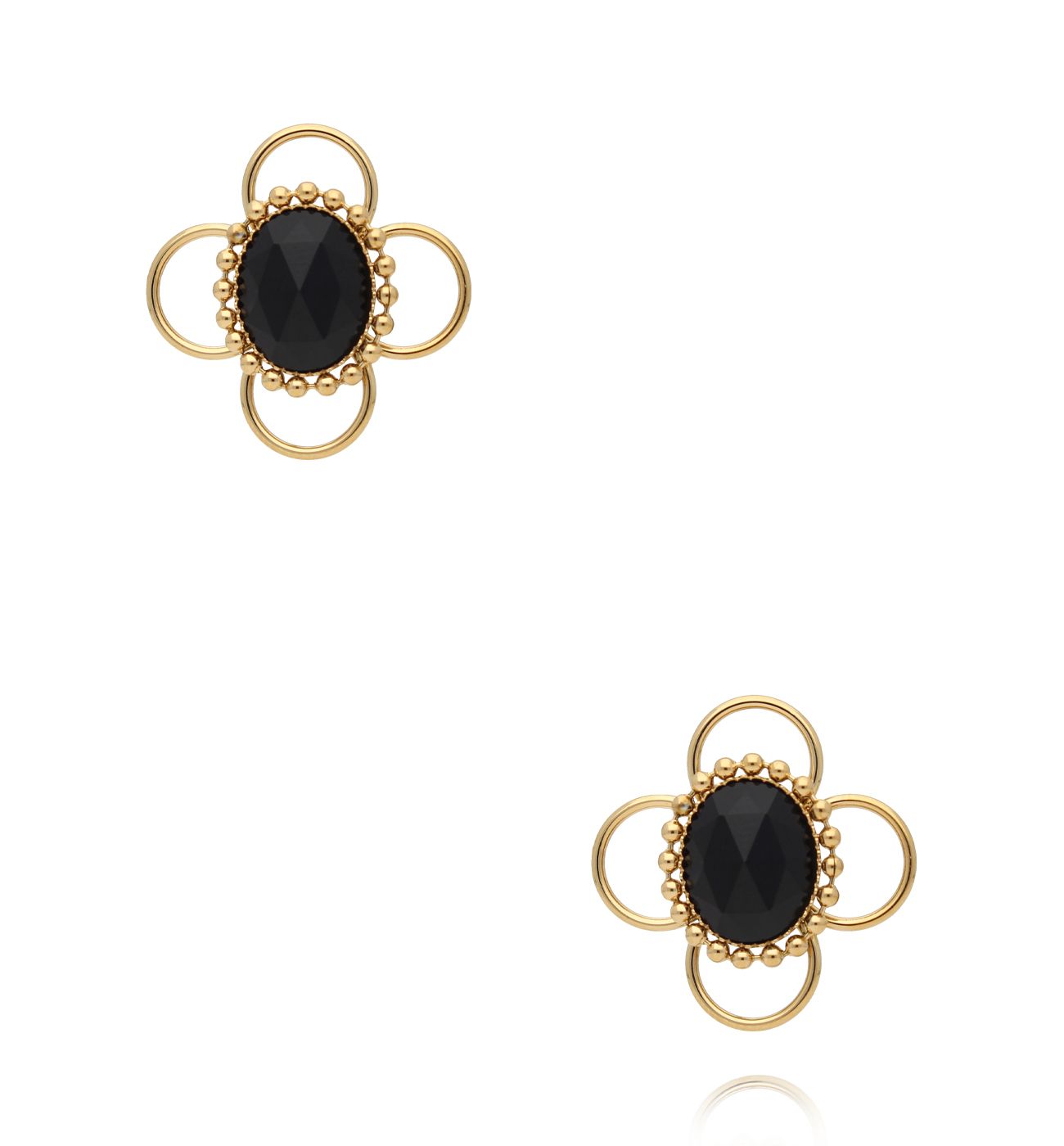 Kolczyki złocone z czarnym agatem KEA0001 - By Dziubeka