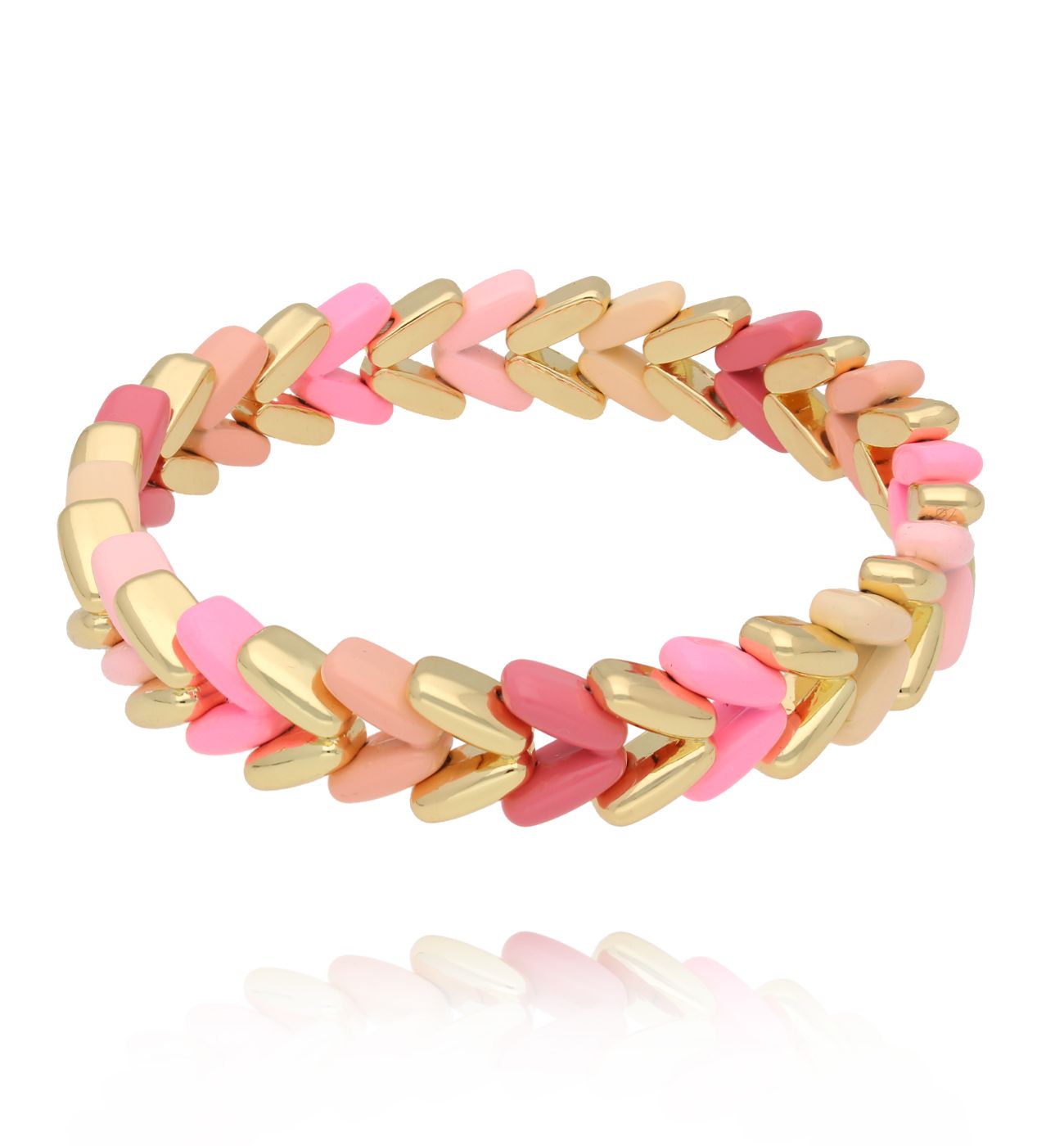 Bransoletka "rybia łuska" w odcieniach różu i brzoskwini BCR0006 - By Dziubeka