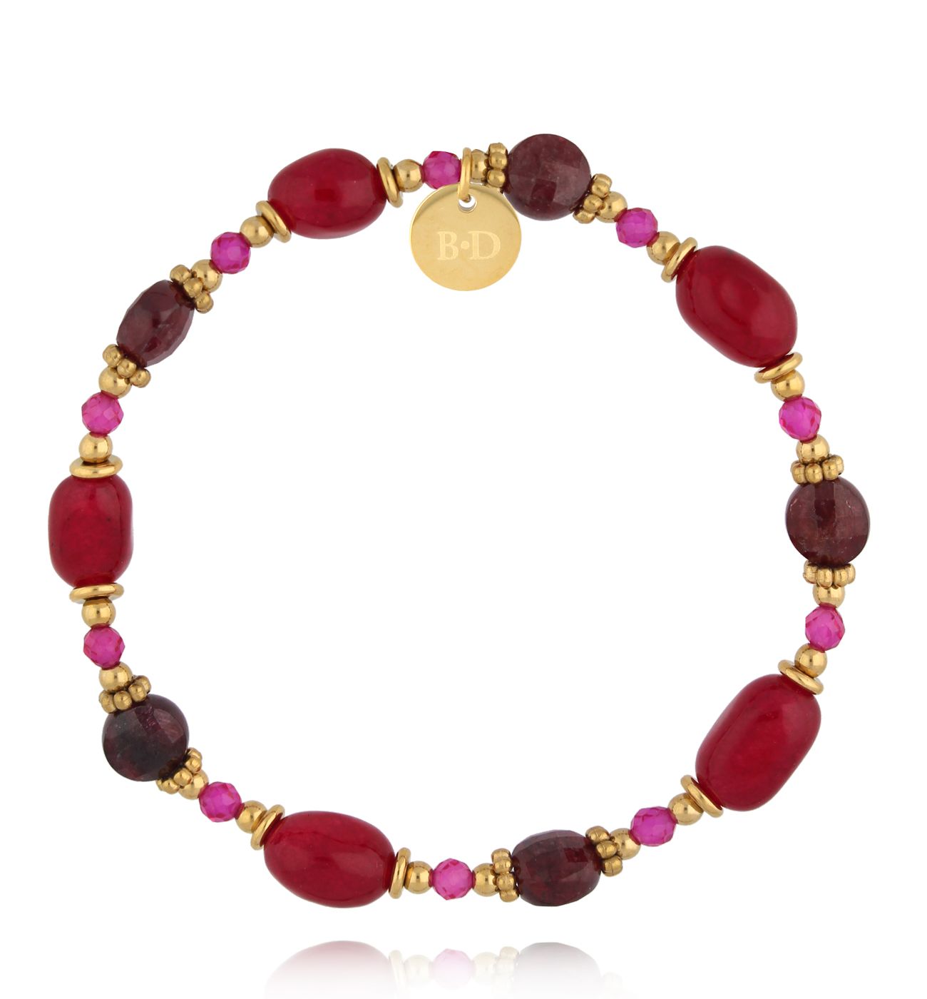 Bransoletka bordowa z granatami - By Dziubeka