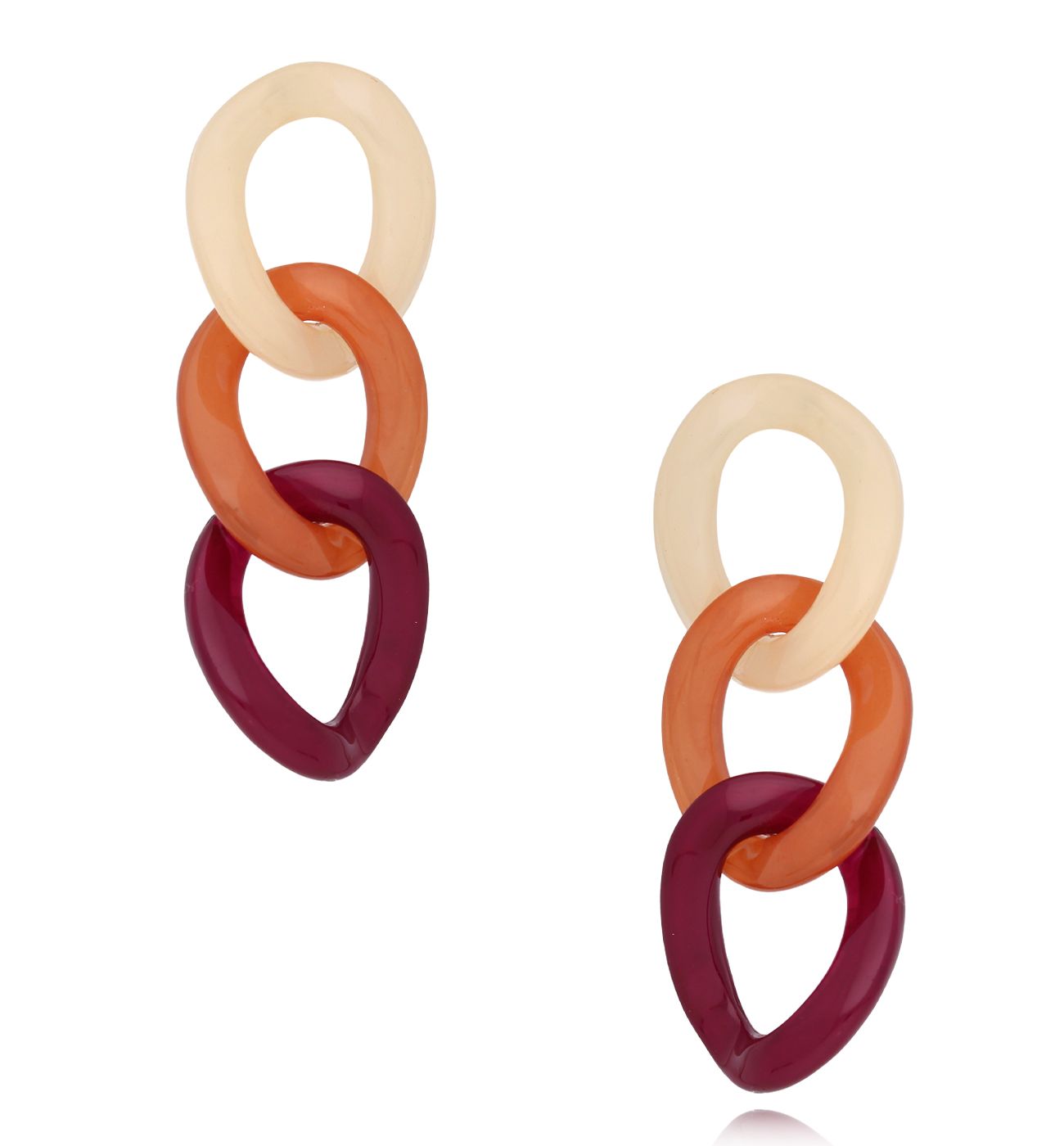 Kolczyki łańcuch kremowo bordowe Variegated KZA0155 - By Dziubeka