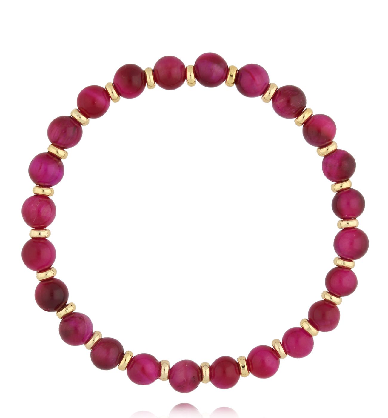 Bransoletka z fuksjowym tygrysim okiem Achir - By Dziubeka