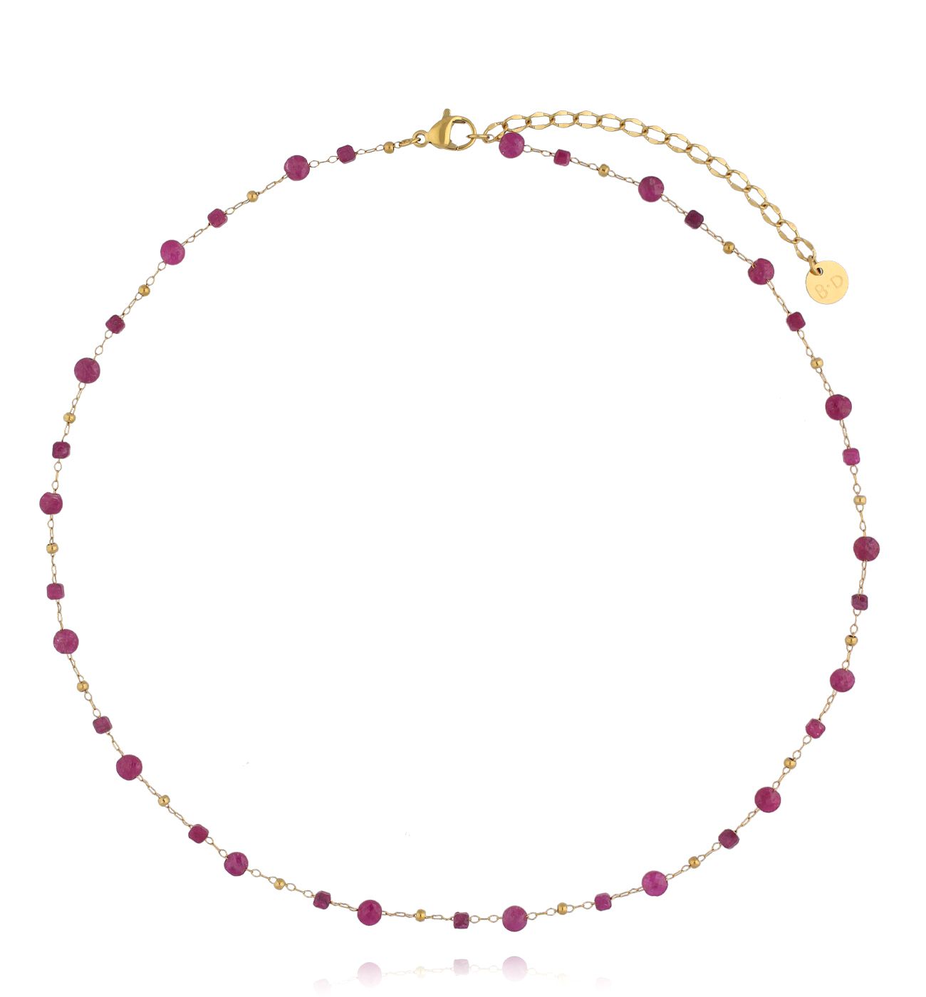 Naszyjnik delikatny z rubinami - By Dziubeka