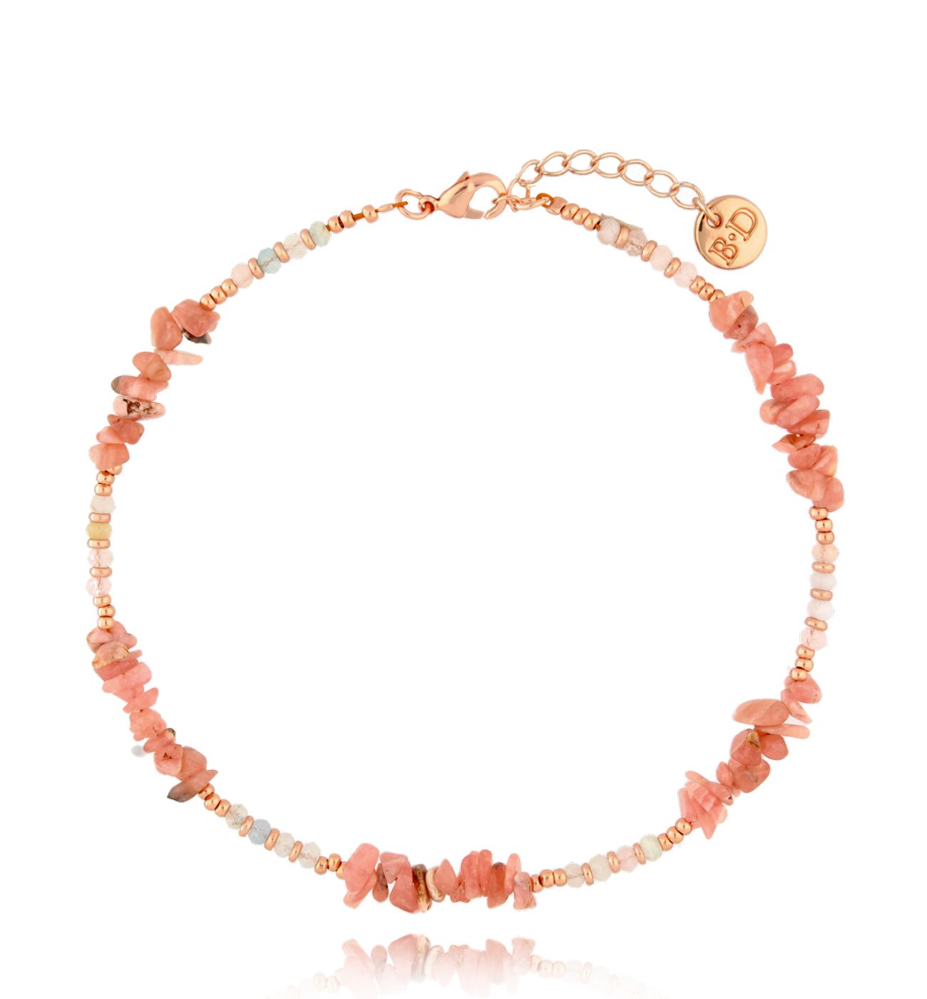 Bransoletka na nogę z różowymi opalami Gintong B - By Dziubeka