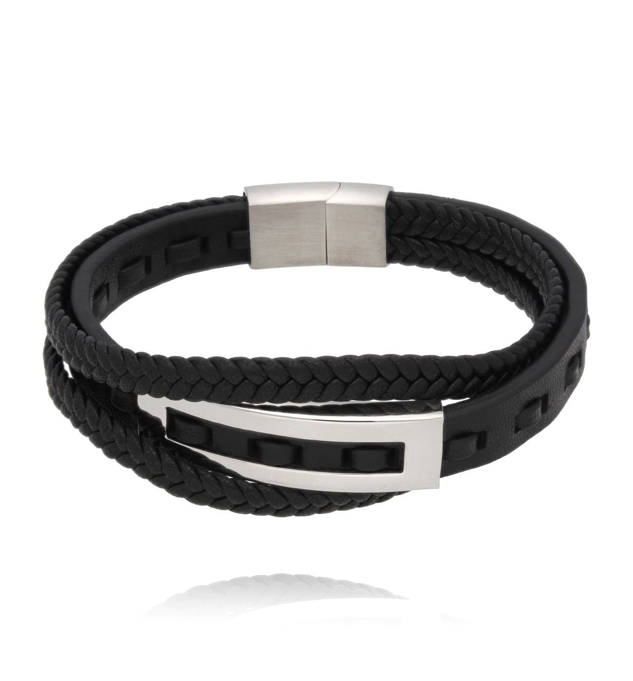Bransoletka męska skórzana z blaszką BMITC0886