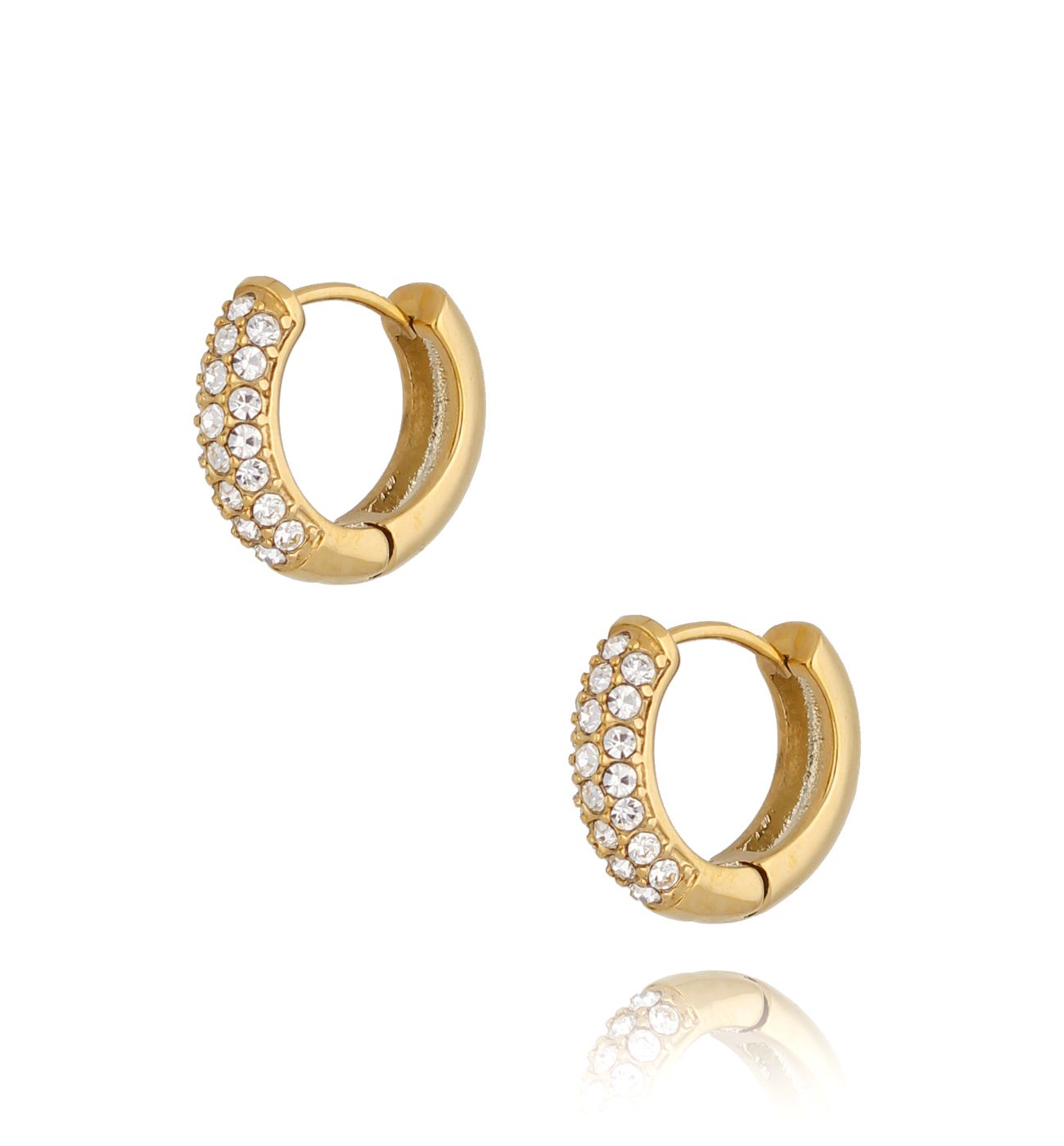 Kolczyki kółka z cyrkoniami złote - By Dziubeka