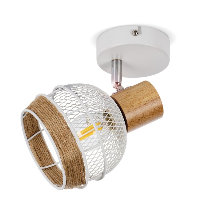 Lampa sufitowa LightLogic LL BIMA EL-1O E14 66172 biała regulacja drewno kinkiet 1 szt.