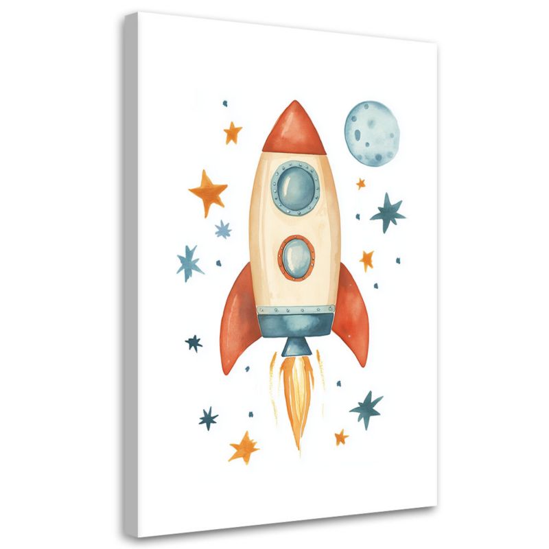 Obraz do pokoju dziecięcego Feeby Kolorowa Rakieta Kosmos 40x60cm 1szt