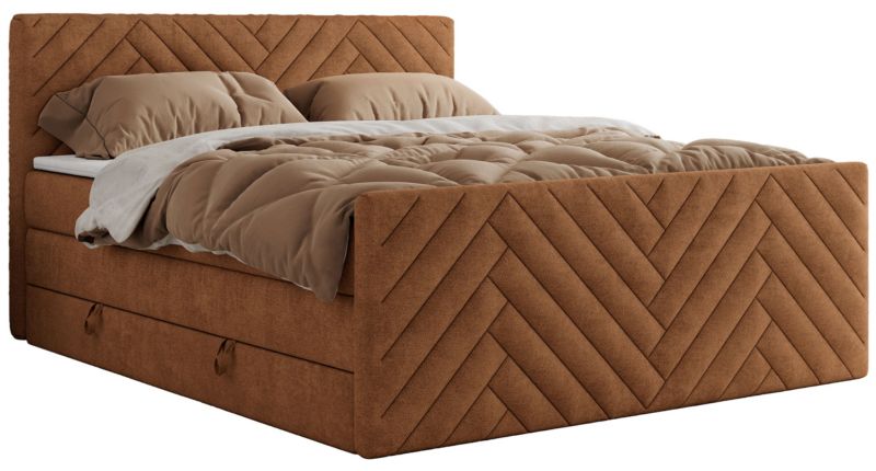 Łóżko kontynentalne MKS Meble PARIS KING DUO 180x200 H3 Pomarańczowy struktura 1szt.