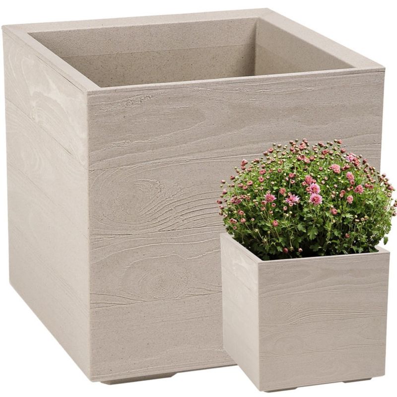 Doniczka Lamela KARO donica kwietnik 40x40x40cm imitacja drewna kawowa 1 szt.