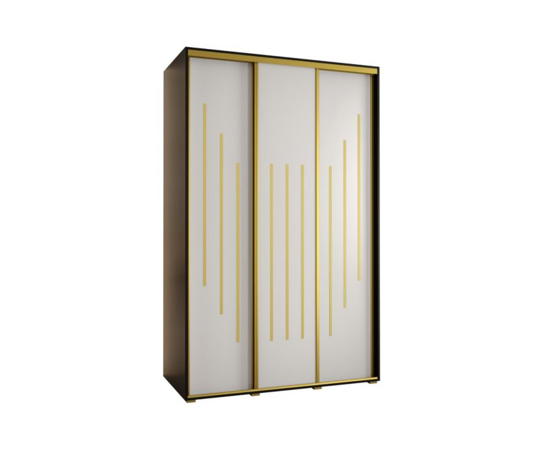 Szafa przesuwna Abiks DAVOS 8 wysoka szer.150cm gł.60cm czarny/biały/złoty 1szt.