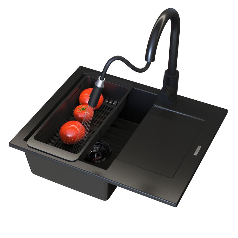 Zlewozmywak granitowy Granitan Bello bateria syfon chrom 1kpl.