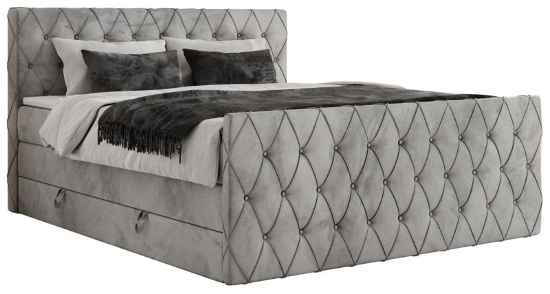 Łóżko kontynentalne MKS Meble MIREN KING DUO 120x200 H3 Jasnoszary welvet 1szt.