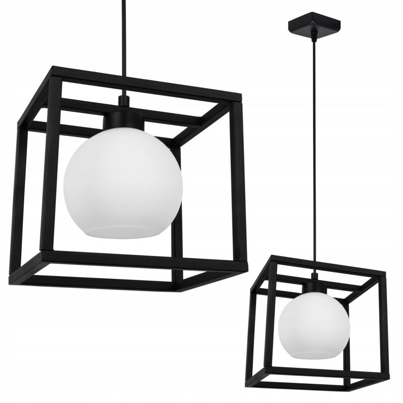 Lampa sufitowe wisząca Light Home LH Eliza Cage Klatka 1x E27 60W szklana kula mleczna 1szt.
