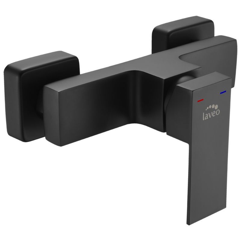 Bateria natryskowa Laveo ścienna KVADRATO czarna 1 szt.