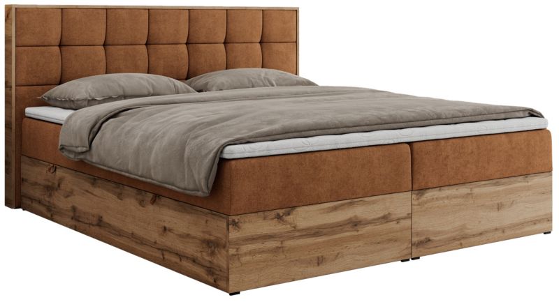 Łóżko kontynentalne MKS Meble ALBERO 1 180x200 H3 Pomarańczowy struktura 1szt.