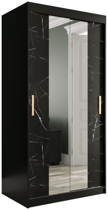 Szafa przesuwna Garderoba Abiks Marmur T1 100 czarny + czarny 1 szt.